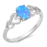 Blue Lab Opal Oval Heart Cutout Promise Ring New .925 Sterling Silver Sizes 4-12