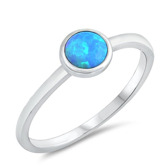 Round Blue Lab Opal Unique Ring New .925 Sterling Silver Band Sizes 3-13