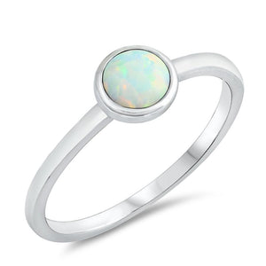 Round White Lab Opal Classic Ring New .925 Sterling Silver Band Sizes 3-13