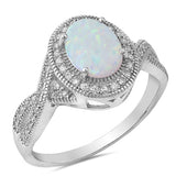 Clear CZ White Lab Opal Vintage Oval Ring .925 Sterling Silver Band Sizes 5-12