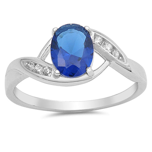 Oval Blue Sapphire CZ Wholesale Ring New .925 Sterling Silver Band Sizes 4-10