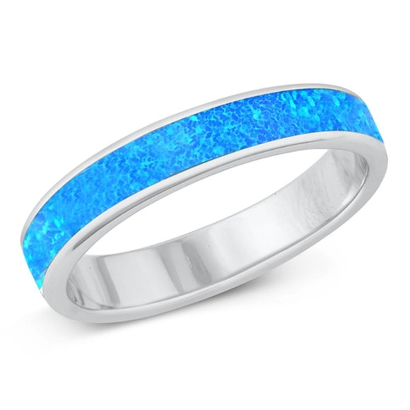 Sterling Silver Blue Lab Opal Eternity Ring