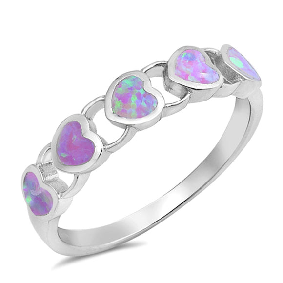 Heart Pink Lab Opal Love Promise Ring New .925 Sterling Silver Band Sizes 4-12