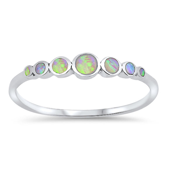 Round Circle Pink Lab Opal Journey Ring New .925 Sterling Silver Band Sizes 3-12