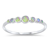 Round Circle Pink Lab Opal Journey Ring New .925 Sterling Silver Band Sizes 3-12