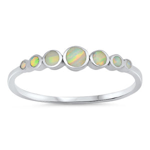 Round Circle White Lab Opal Journey Ring New 925 Sterling Silver Band Sizes 3-12