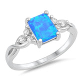 Blue Lab Opal Rectangle Infinity Knot Ring .925 Sterling Silver Band Sizes 4-10