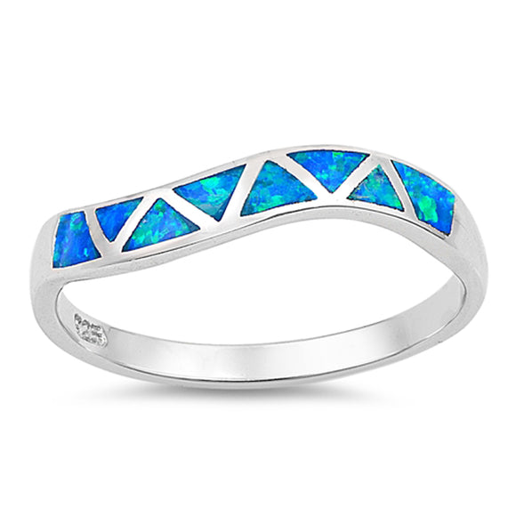 Blue Lab Opal Wave Curve Midi Thumb Ring .925 Sterling Silver Band Sizes 4-10