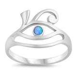 Light Blue Lab Opal Human Eye Design Ring .925 Sterling Silver Band Sizes 5-10