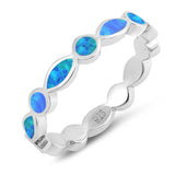 Blue Lab Opal Circle Marquise Stacking Ring .925 Sterling Silver Band Sizes 5-10