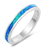 Blue Lab Opal Stacking Fire Engagement Ring .925 Sterling Silver Band Sizes 5-10