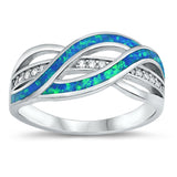 White CZ Blue Lab Opal Weave Knot Ring New .925 Sterling Silver Band Sizes 5-12