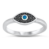 Blue Lab Opal Oxidized All Seeing Eye Ring .925 Sterling Silver Band Sizes 4-10