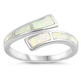 White Lab Opal Open Knuckle Midi Ring Sterling Silver Twisted Band Sizes 5-10