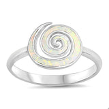 White Lab Opal Spiral Wave Infinity Ring .925 Sterling Silver Band Sizes 5-10