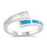 Blue Lab Opal Cutout Knuckle Wave Ring New .925 Sterling Silver Band Sizes 5-10