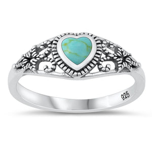 Sterling Silver Turquoise Heart Ring