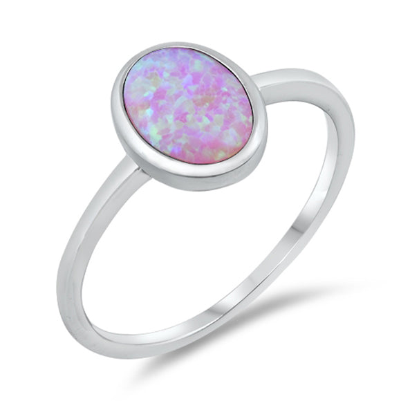 Pink Lab Opal Beautiful Oval Ring New .925 Sterling Silver Band Sizes 4-10