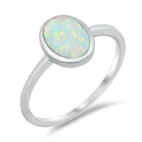 White Lab Opal Oval Solitaire Cute Ring New .925 Sterling Silver Band Sizes 4-10