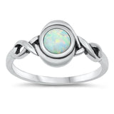 White Lab Opal Oxidized Infinity Celtic Knot 925 Sterling Silver Ring Sizes 4-10