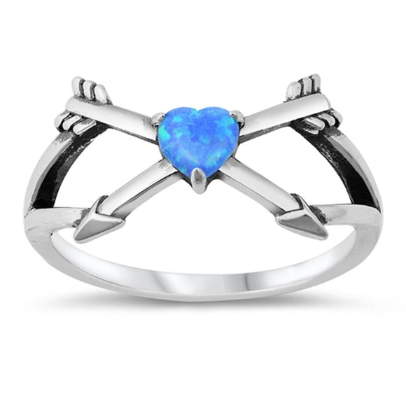 Blue Lab Opal Cupid Arrow Love Ring New .925 Sterling Silver Band Sizes 5-10