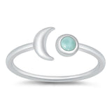 Open Moon Wrap Boho Larimar Ring New .925 Sterling Silver Band Sizes 4-10