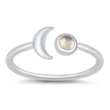 Sterling Silver Moonstone Moon Ring