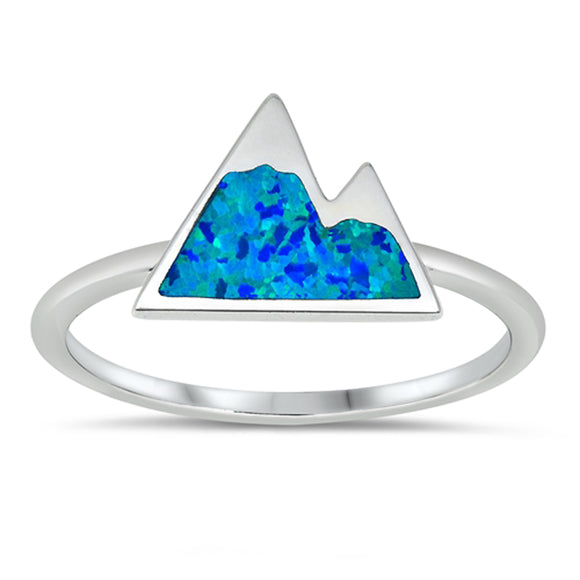 Blue Lab Opal Double Mountain Peak Cute Ring New .925 Sterling Silver Band Sizes 5-10