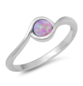 Pink Lab Opal Spiral Promise Ring New .925 Sterling Silver Band Sizes 4-10