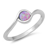 Pink Lab Opal Spiral Promise Ring New .925 Sterling Silver Band Sizes 4-10