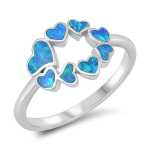 Blue Lab Opal Mosaic Promise Heart Ring New .925 Sterling Silver Band Sizes 4-10