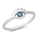 Blue Lab Opal Evil Eye Ring New .925 Sterling Silver Band Sizes 4-10