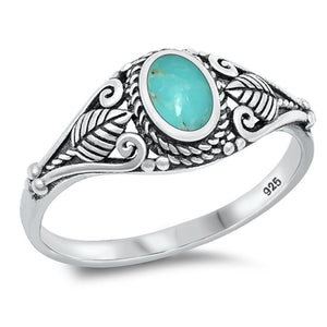 Sterling Silver Turquoise Leaf Ring