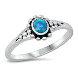 Blue Lab Opal Dotted Oval Beautiful Sterling Silver Ring Sizes 4-10