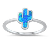 Cactus Ring Blue Lab Opal Beautiful New .925 Sterling Silver Band Sizes 5-10