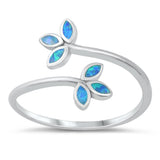 Blue Lab Opal Leaves Open Promise Ring New .925 Sterling Silver Band Sizes 5-10