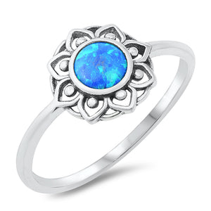 Bohemian Bali Style Sun Flower Ring .925 Sterling Silver Band Sizes 5-10