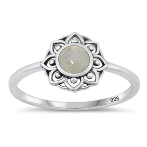 Sterling Silver White Turquoise Flower Ring