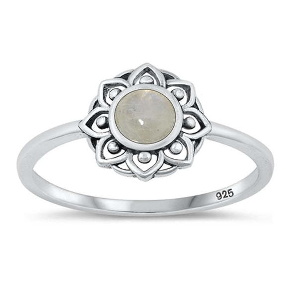 Sterling Silver White Turquoise Flower Ring