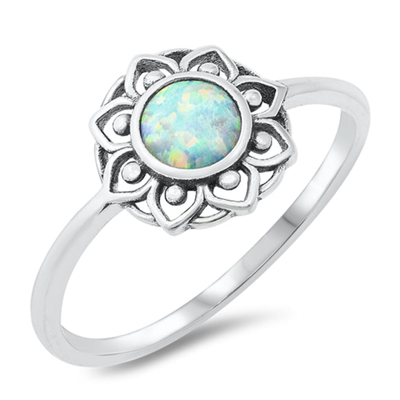 Bali Style Henna Sun Flower Boho Ring .925 Sterling Silver Band Sizes 5-10