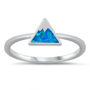 Blue Lab Opal Minimalist Mountain Ring New .925 Sterling Silver Band Sizes 5-10