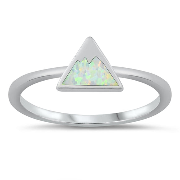 White Lab Opal Mountain Travel Ring New .925 Sterling Silver Band Sizes 5-10