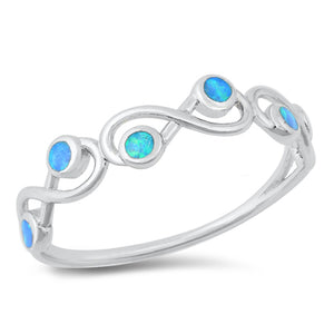 Blue Lab Opal Infinity Knot Loop Ring New .925 Sterling Silver Band Sizes 4-10