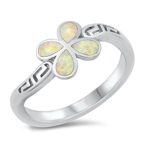 Greek Key Cutout Flower Ring .925 Sterling Silver Band Sizes 5-10