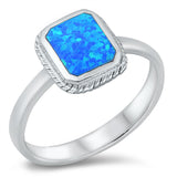 Blue Lab Opal Traditional Classic Ring New .925 Sterling Silver Band Sizes 5-10