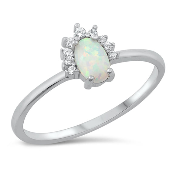 White Lab Opal Elegant Vintage Engagement Ring .925 Sterling Silver Sizes 4-10