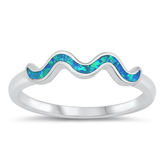 Blue Lab Opal Ocean Water Promise Ring New .925 Sterling Silver Band Sizes 4-10