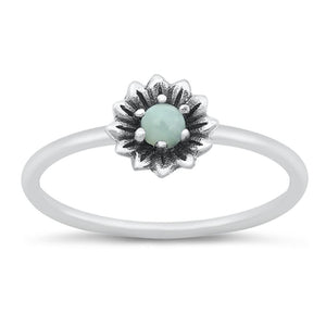 Larimar Fashion Flower Simple Love Ring New .925 Sterling Silver Band Sizes 5-10