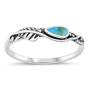 Sterling Silver Turquoise Leaf Ring