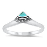 Sterling Silver Bali Turquoise Chevron Ring